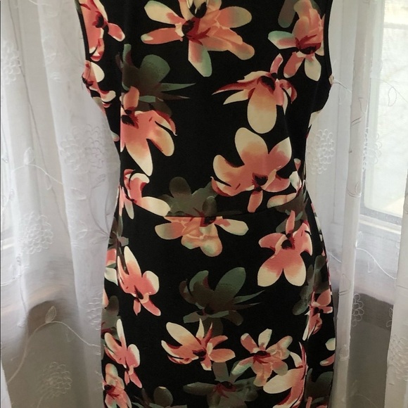 Papillon Floral  Dress Size Large Black/pink - Picture 5 of 8